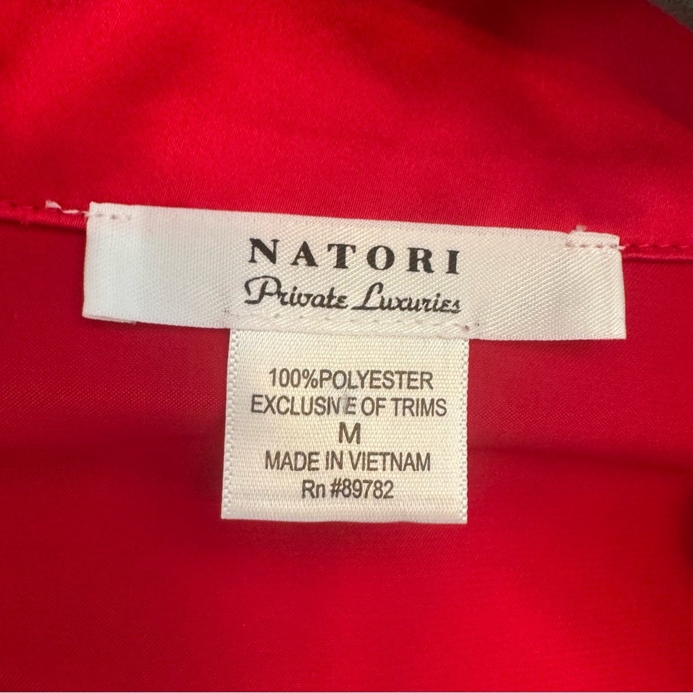 Natori Private Luxuries Pajama Set Women M Top Pants Red Satin Lounge PJ’s Soft - Picture 7 of 8